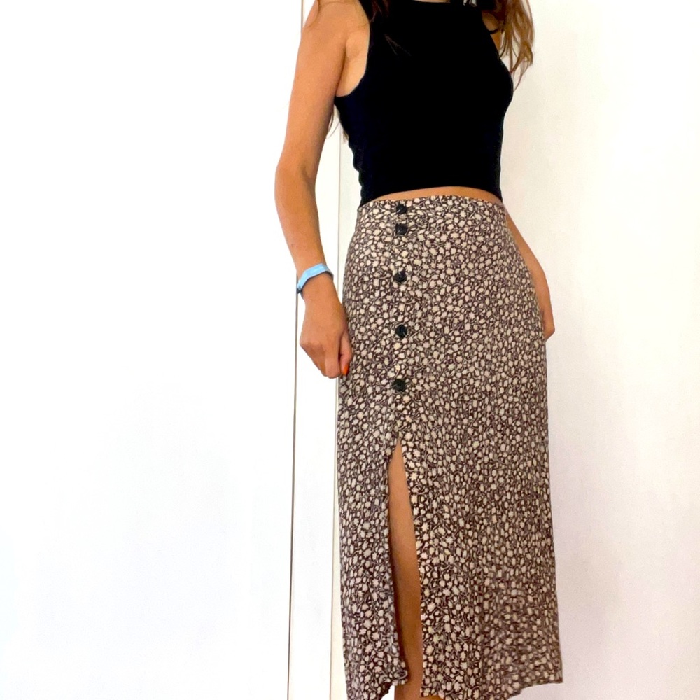 floral midi skirt with slit